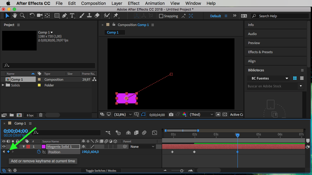 Keyframes in adobe after effects